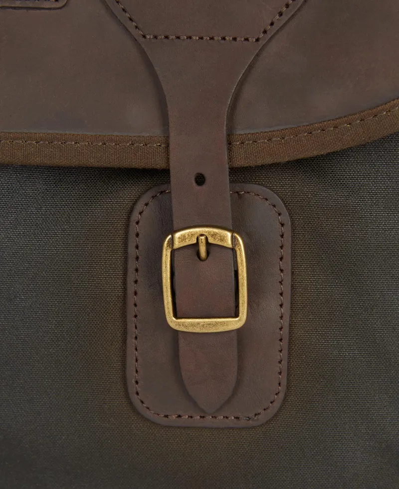 Barbour Wax Leather Tarras Bag in Olive-3